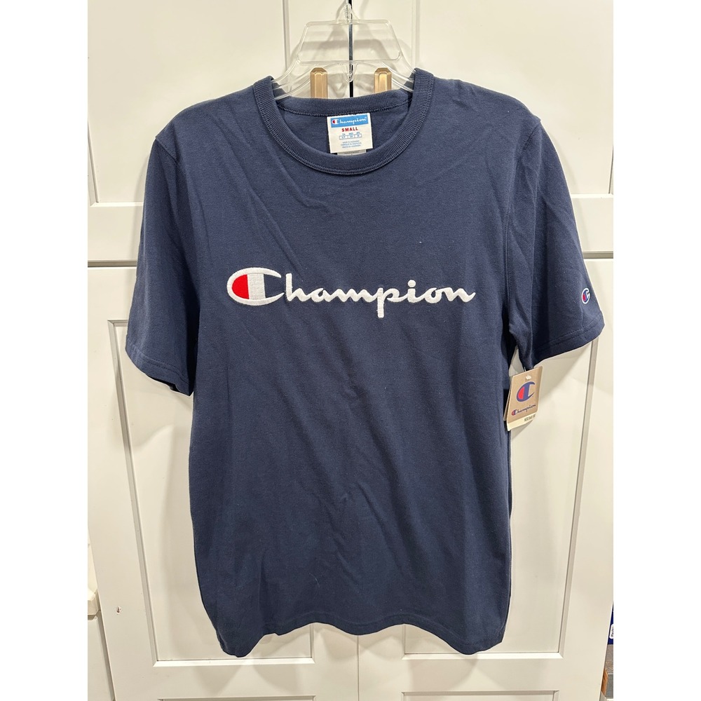 Champion Heritage Tee Mens Small Navy Blue T-Shirt Short Sleeve Logo